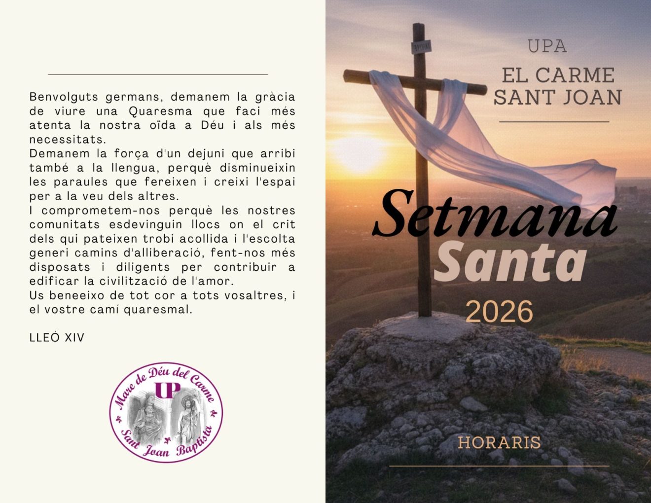 HORARIS SETMANA SANTA